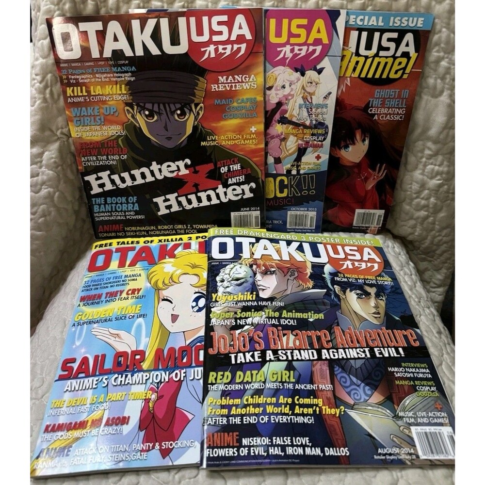 Otaku USA Magazine Lot of 5 2014-2015 Anime Hunter x Hunter Sailor Moon JoJo